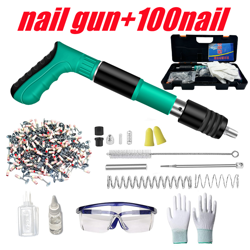 💥Free 200/100/50PCS Nails💥Hand Nail Puncher Tool Gun Automatic Powder Actuated Nail Gun Tacker for Wood Heavy Duty Nail Rivet Gun with Nails - Image 2
