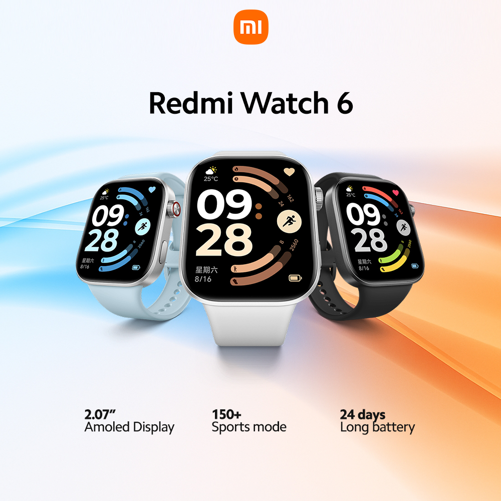 Xiaomi Redmi Watch 6 Smart Fitness Tracker with 2.07" AMOLED Display / 150+ Sports Modes / 24-Day Battery Life / Heart Rate & Sleep Monitoring for Android and iOS