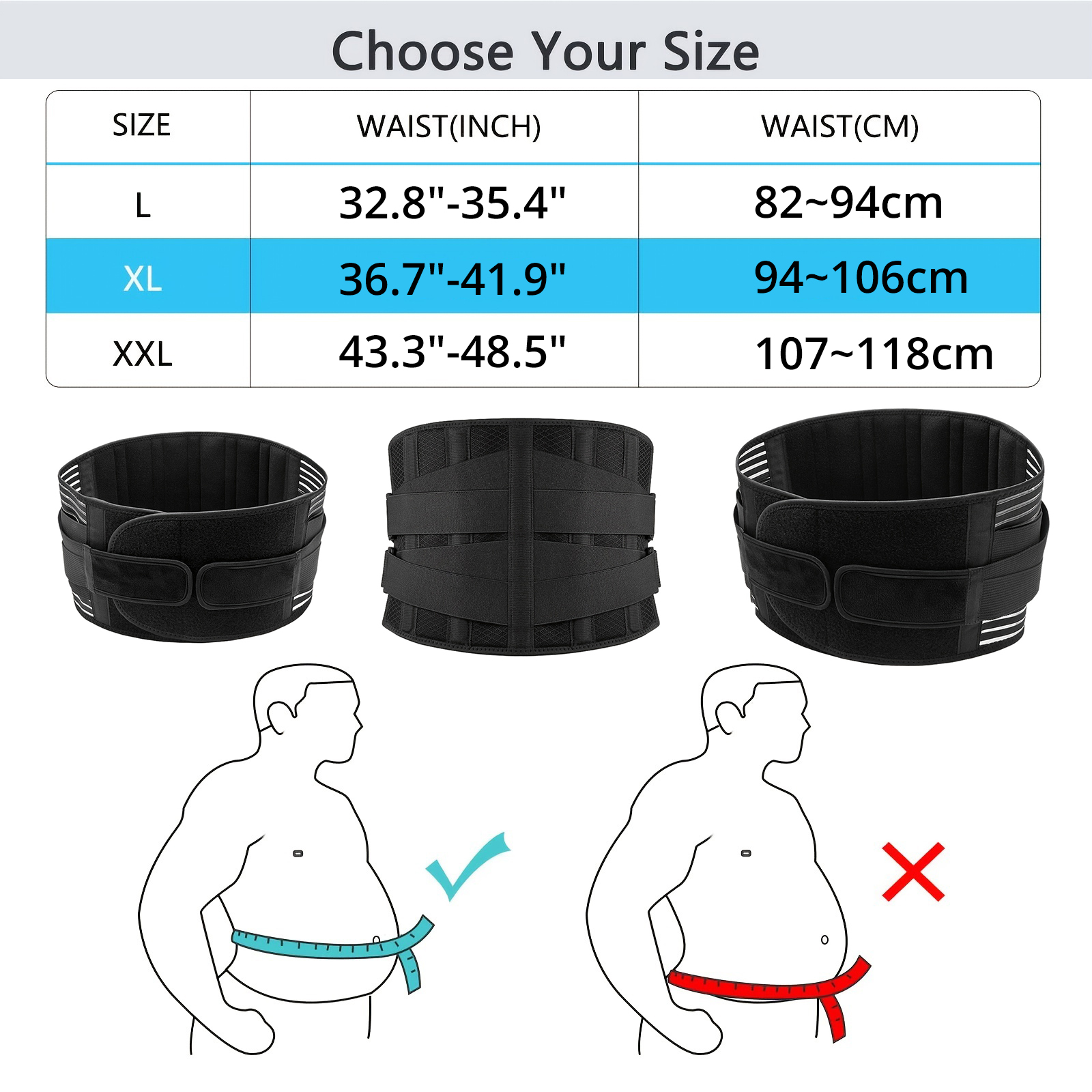 Men's Waist Training Back Braces For Lower Back Pain Relief With 6 Stays,  Breathable Back Support Belt Tummy Control Body Shaper Waist Trainer