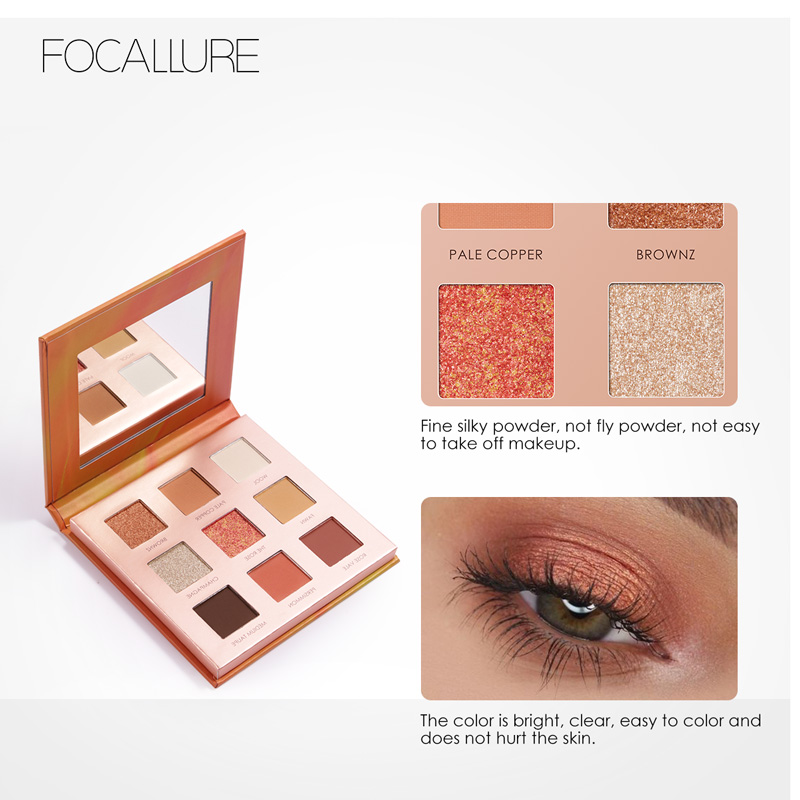 Discount on Focallure  shoes - SKU: FOCALLURE Matte Eyeshadow Palette 9 Squares Colors Waterproof Face Blush Evening Party Highlight