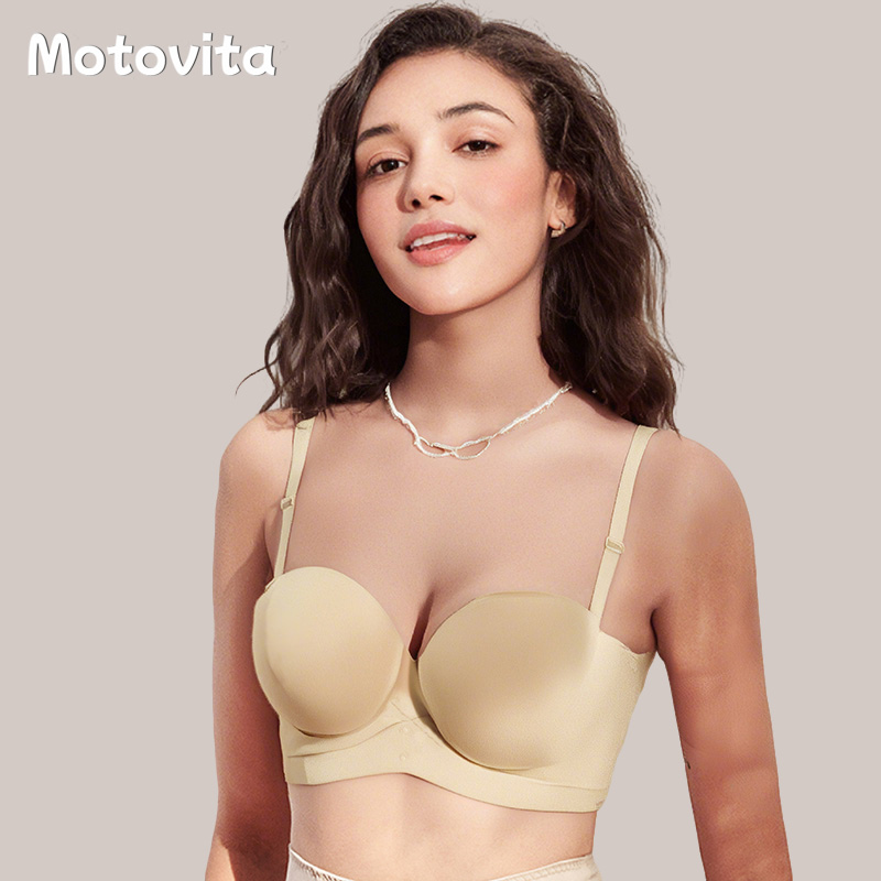 Motovita Women's Bra Half Cup Push Up Small Breasts Show Bigger Side Breasts Seamless Sling Bra No Wires Sexy Sling Bra