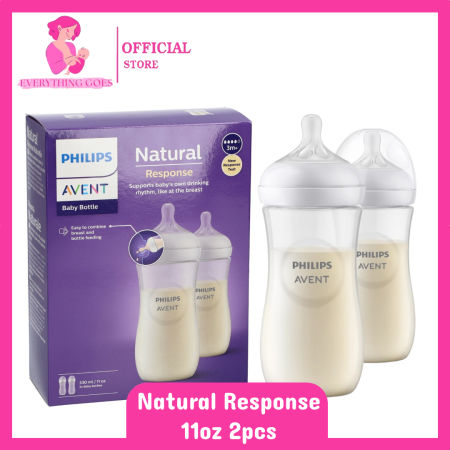 Philips Avent Clear Natural Baby Bottle, 11oz, 2pcs