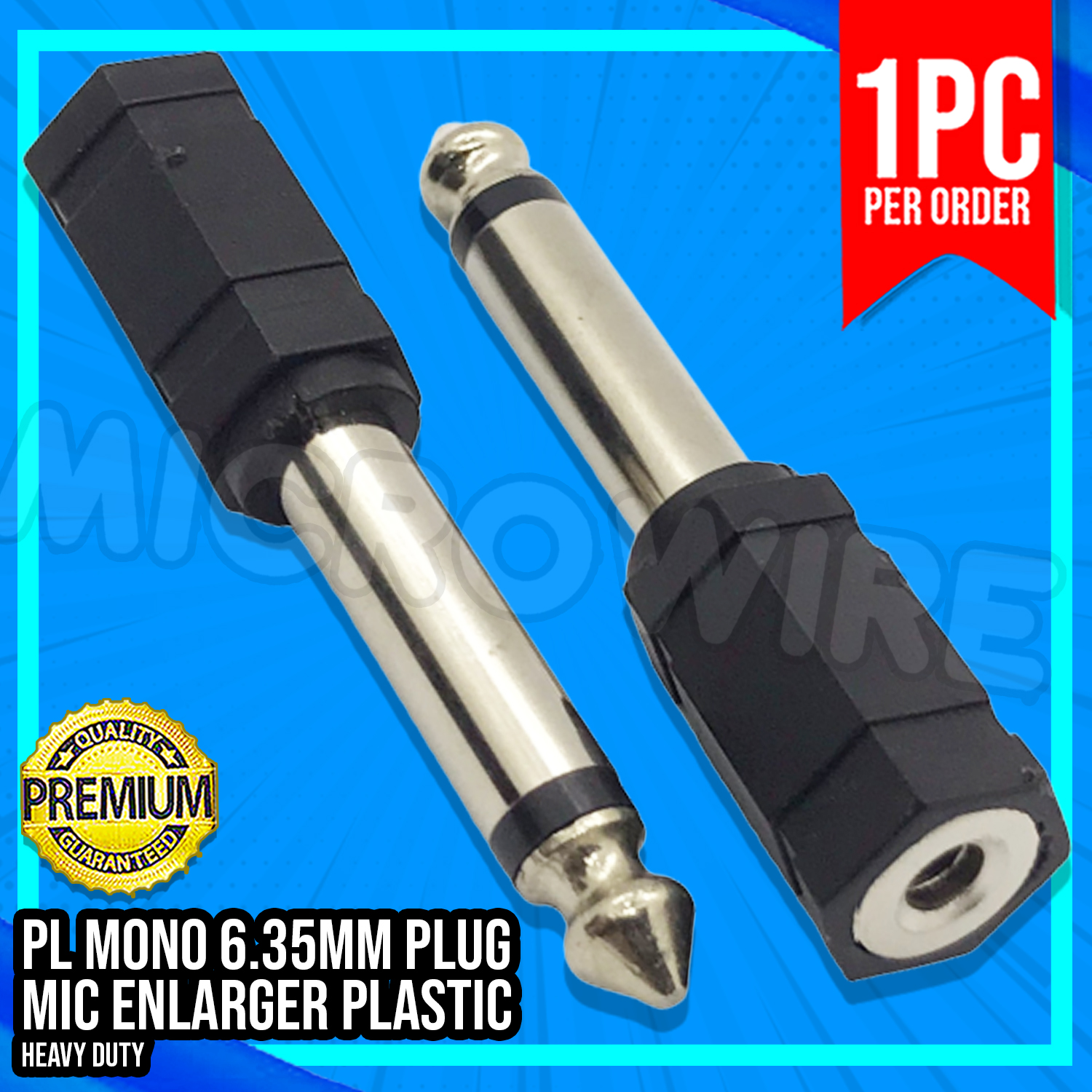 1/4" Mono Plug to 3.5mm Stereo Jack Adapter 