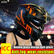 AXK Full Face Dual Visor Motorcycle Helmet