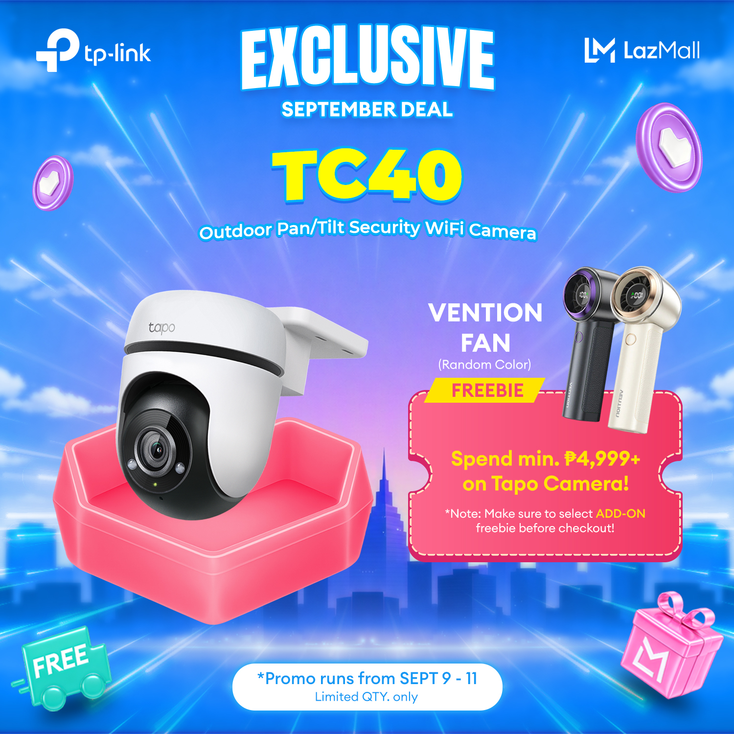 🎖 TP-Link Official Store / Tapo TC40 1080p / Indoor Outdoor 360 Degrees Pan and Tilt Waterproof WiFi IP Home Security Cctv Sale Camera Connect to Cellphone with Audio Mic and Speaker