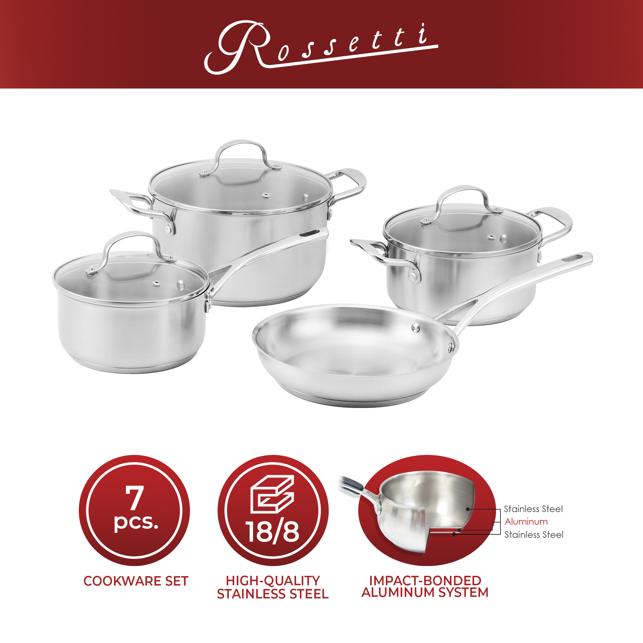 Rossetti Brianna 7-pc Stainless Cookware Set