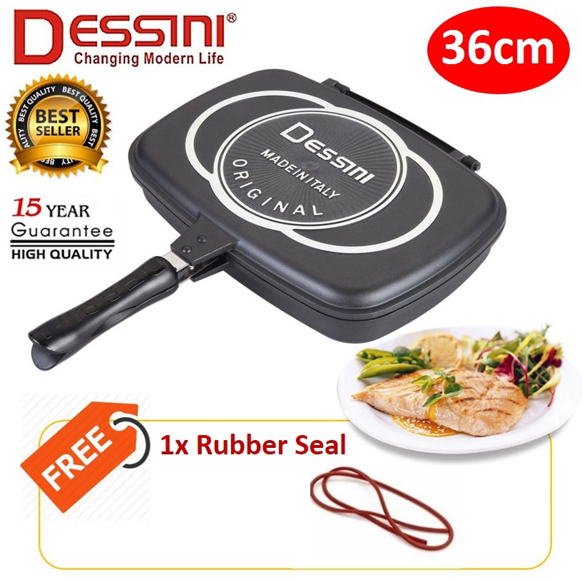 Dessini Double-Sided Non-Stick Pressure Grill Pan, 36cm, Black - HoLOLA