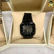 Casio All Black Pattern Illusion Quartz Watch with Rubber Strap