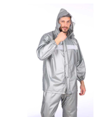 Titanium Raincoat with Pants - GRAY/GREEN, Waterproof, Makapal Kapote