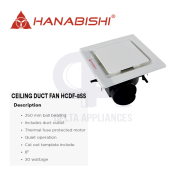 Hanabishi Duct Fan - Powerful and Durable Ceiling Exhaust Fan