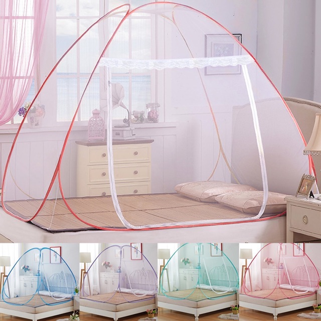 1.5M Queen Size IndFolded Mosquito Net for Beds Anti Mosquito Bites Net Tent  (Pink)