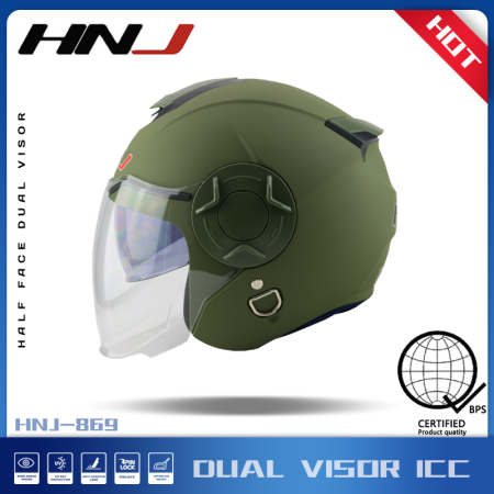HNJ Dual Lens Half Face Motorcycle Helmet