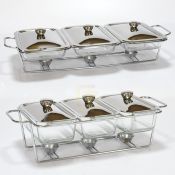 Luxury Silver Chafing Dish Set with Glass Soup Pot