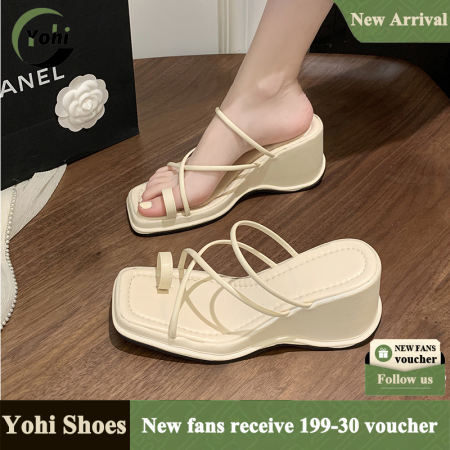 Yohi Summer Wedge Sandals with Cross Straps (Add 1 Size)