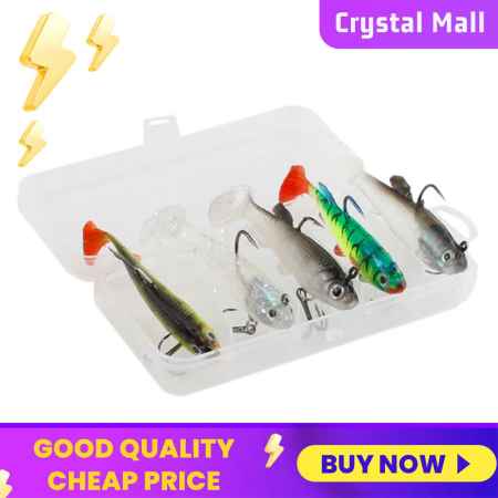 "5pcs/Box Soft Bait T Tail Fish Lure Kit with Hooks"