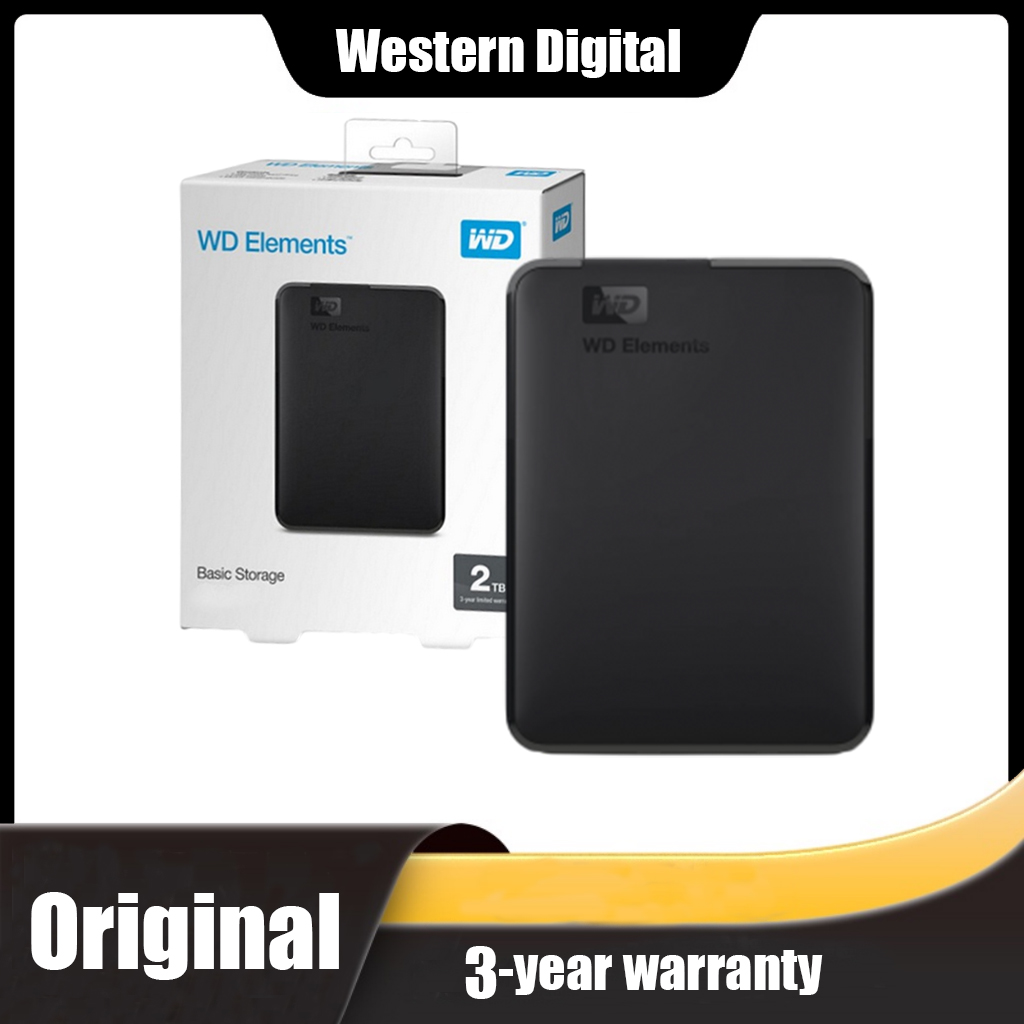 WD Elements Portable External Hard Drive, 1TB/2TB, Mac/Windows, USB