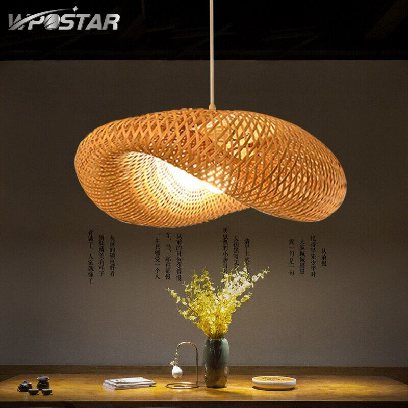 Modern Bamboo Chandelier Handmade Bamboo Lantern Pendant Lights for Store Cafe Restaurant Bedroom Lighting Fixture