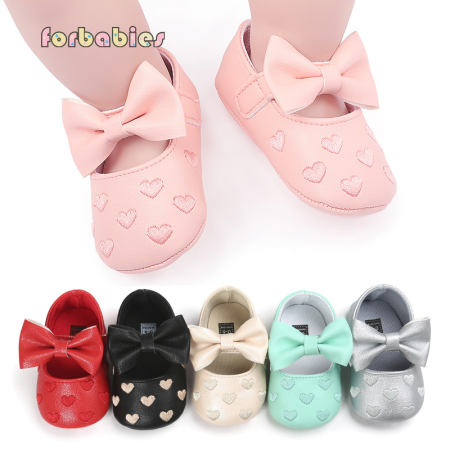 Princess Heart Mary Jane Big Bow Shoes for Baby Girls