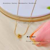 QM Stainless Gold Necklace, Hypoallergenic, Non Tarnish, Minimalist Design