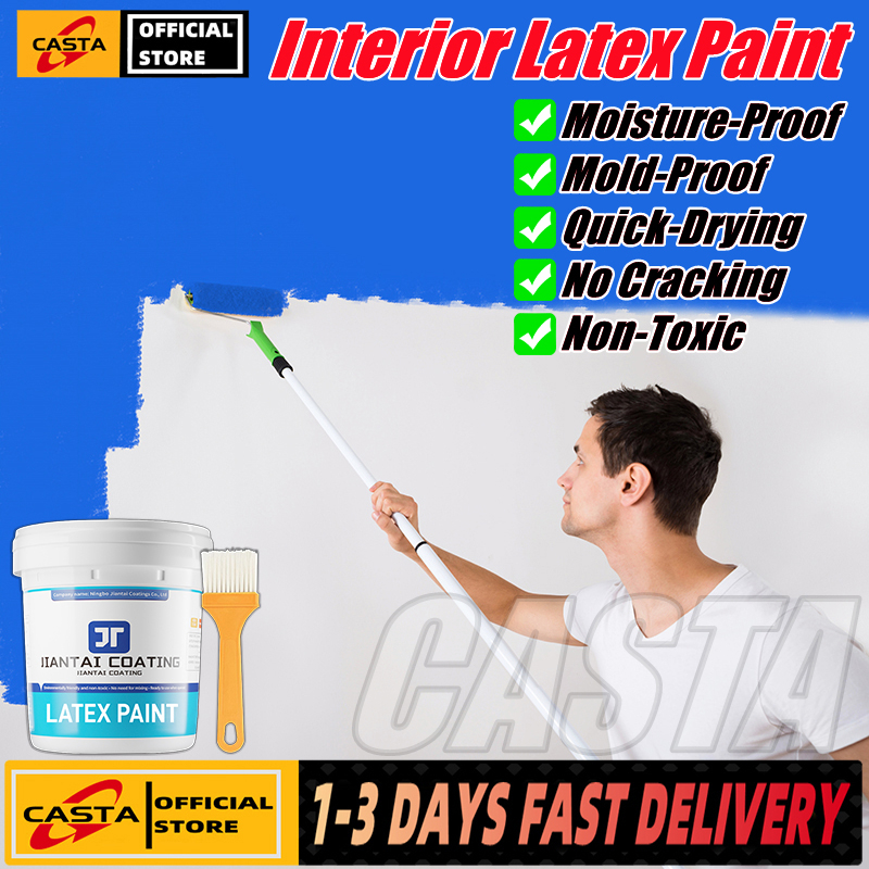👉1KG👈Interior Latex Paint for Home Use - Self-Applying Wall Repair Paint, White/Pink/Yellow/Blue/Green/Gray, Eco-Friendly, Odorless - Philippines