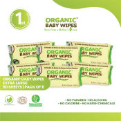 ORGANIC BABY WIPES 50's EXTRA LARGE PACK OF 6