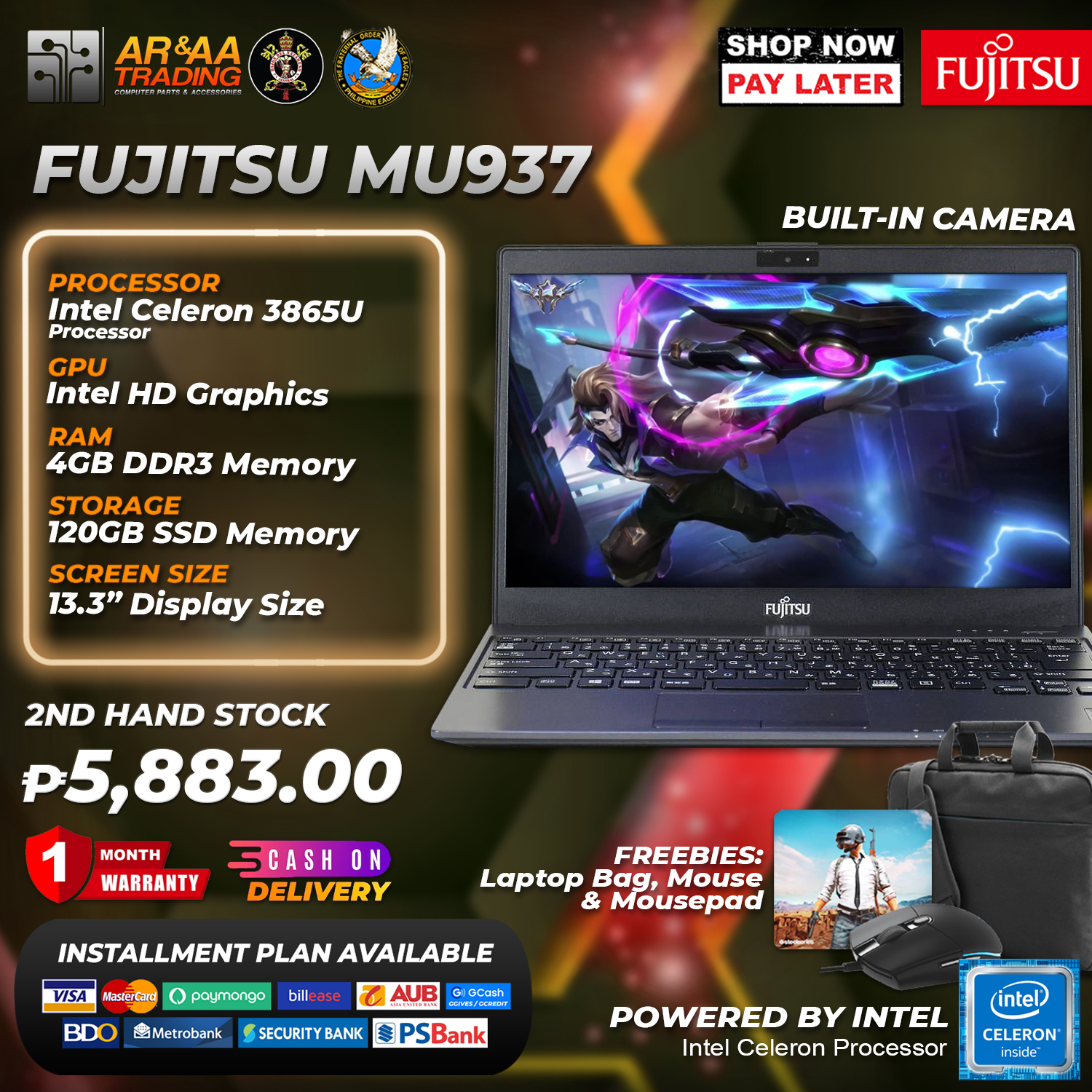 Laptop FUJITSU FUTRO MU937-Intel Celeron 3865U Processor