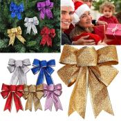 Big Size Glitter Christmas Ribbon Bow - Handmade Ornament