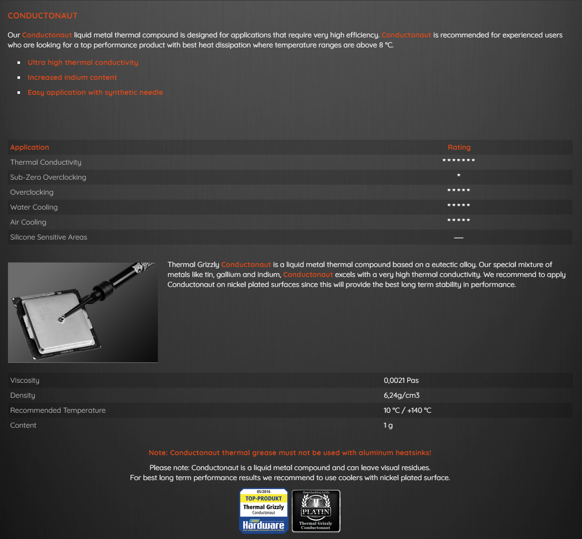 Thermal Grizzly Conductonaut Extreme Thermal Paste 1g