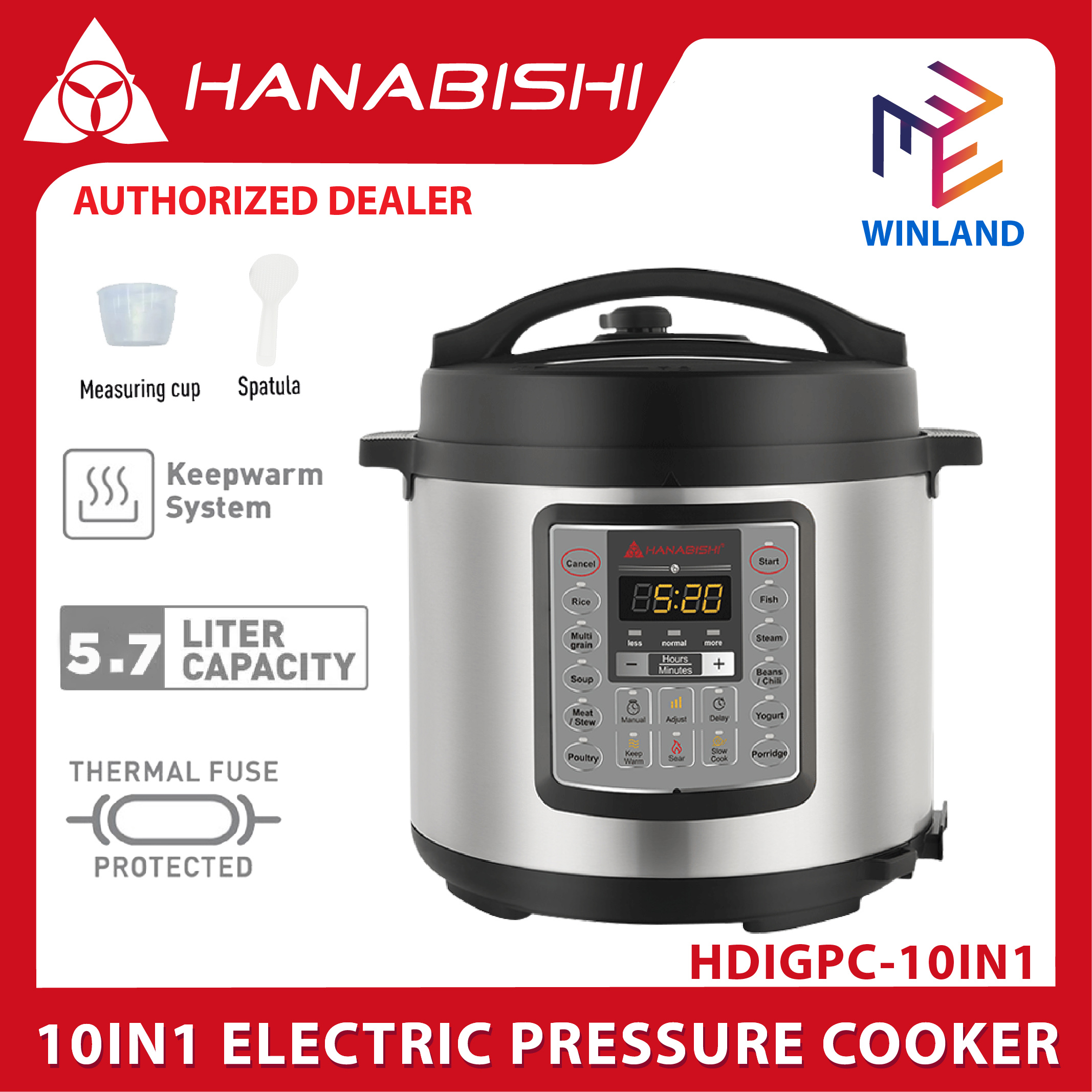 Hanabishi by Winland 10 in 1 Multifunction Electric Pressure