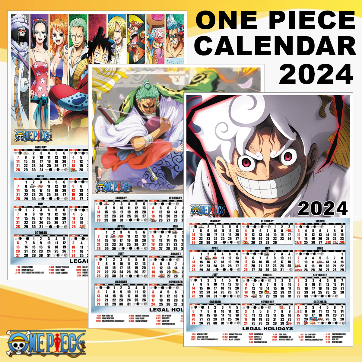 One Piece 2024 20x30inches Calendar tarpaulin