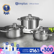 Simplus Stainless Steel Cookware Set with Thicken Botton