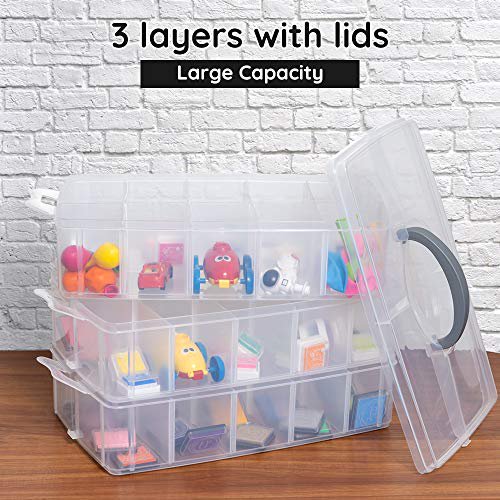 24 Grid Organizer Box Clear Plastic Container with Dividers