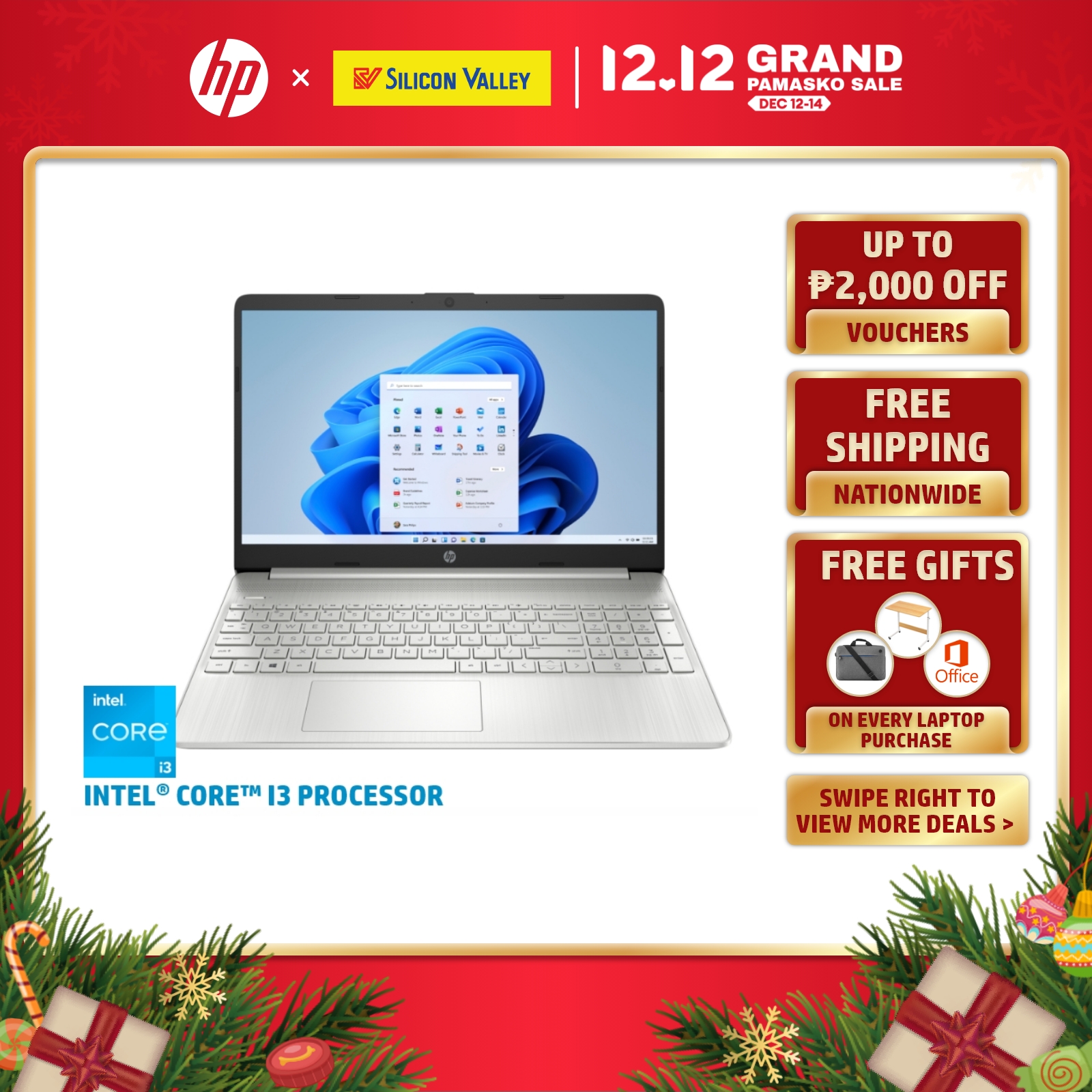 Lazada Philippines - HP 15S-DU1537TU N.Silver Notebook | 15.6″ |Intel Core I3-10110 | 4GB RAM + 512GB SSD | Windows 11