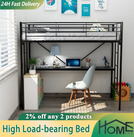 Double Deck Loft Bed Frame with Stairs - 