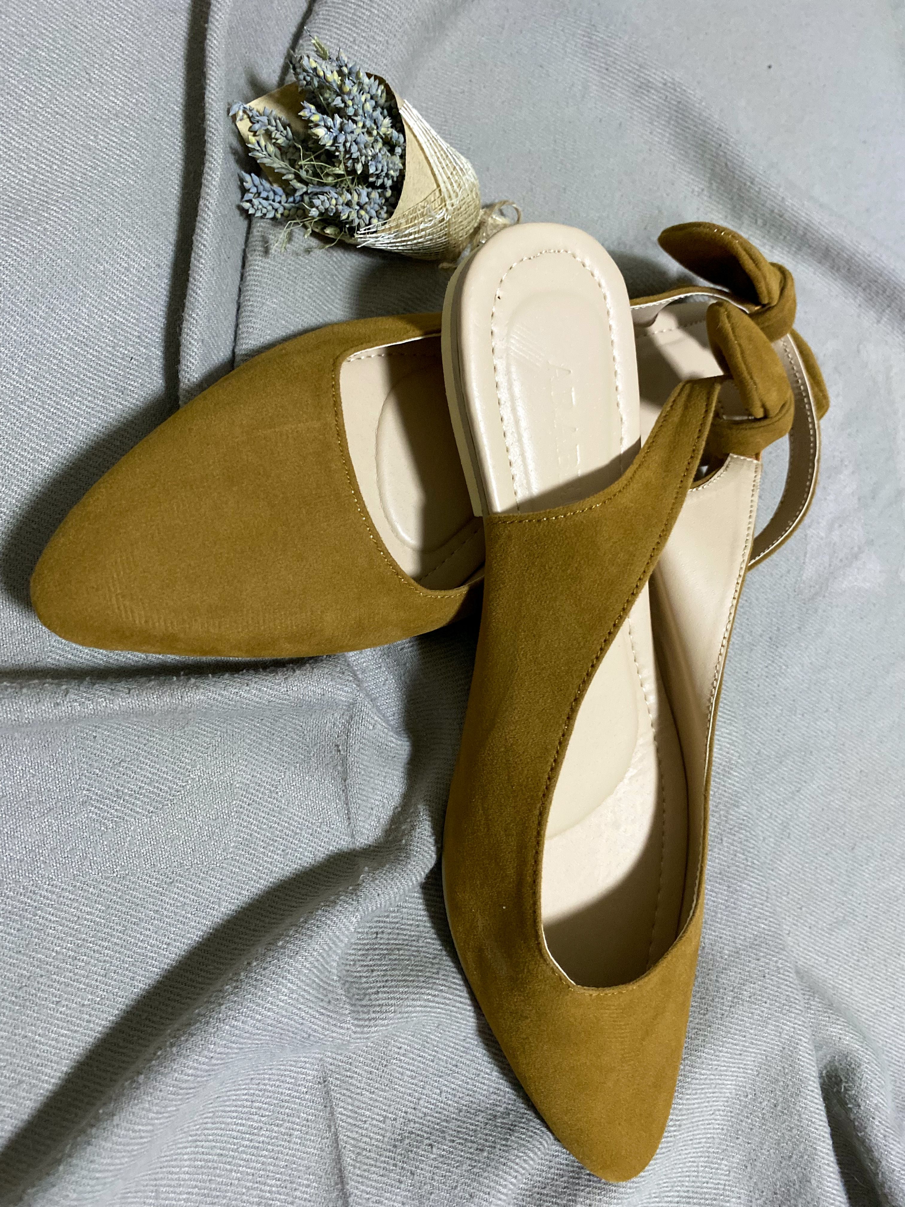 Arabella Denise Pointed Flat Slingback Mules in Gamosa or Suede