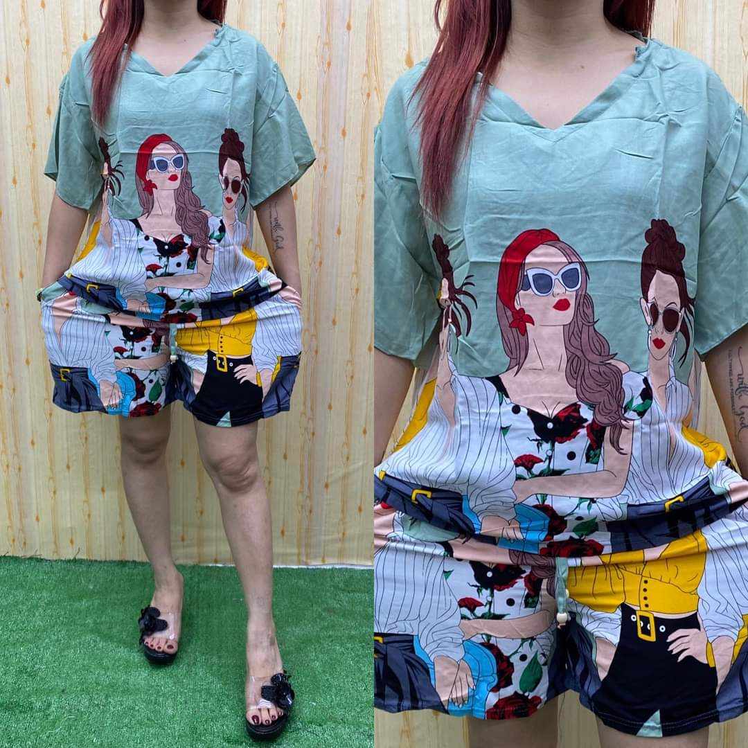 CHALLIS TERNO SHORT VNECK