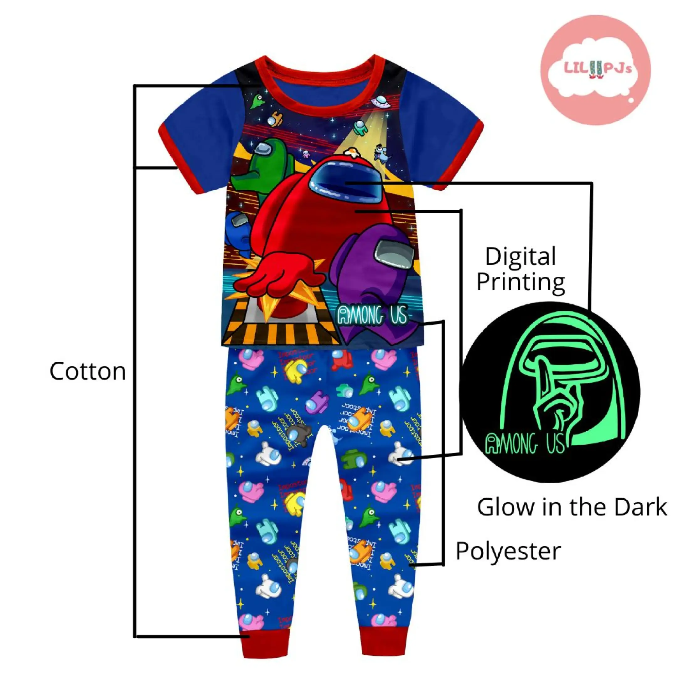 Roblox Kids Imported Glow In The Dark Cotton Pajama Set For Boys Short Sleeves Terno Pajamas Lazada Ph - boy pjs roblox