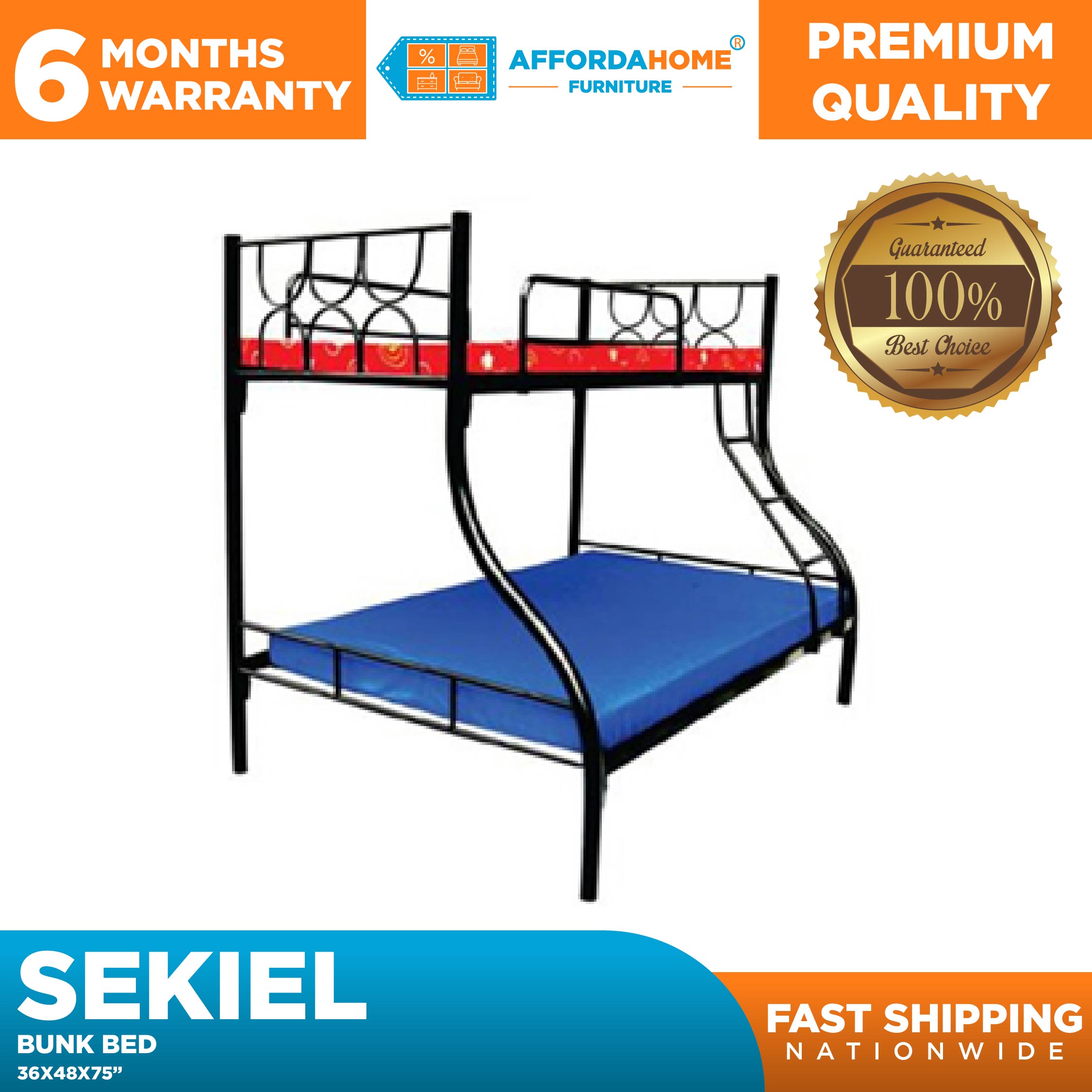 AFFORDAHOME FURNITURE - SEKIEL METAL BUNK BED FRAME