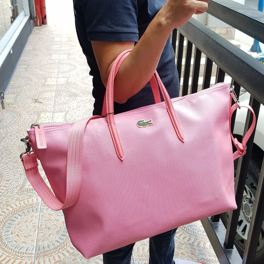 lacoste tote bag pink