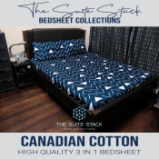Suite Stack 3-in-1 Cotton Bed Sheet Collection - Blue Metalic