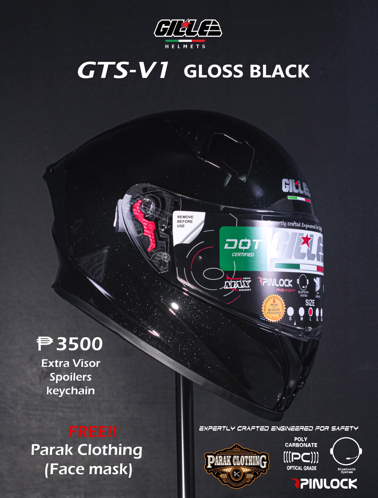 GILLE Helmet GTS V1 Full Face Dual Visor w Spoiler Lazada PH
