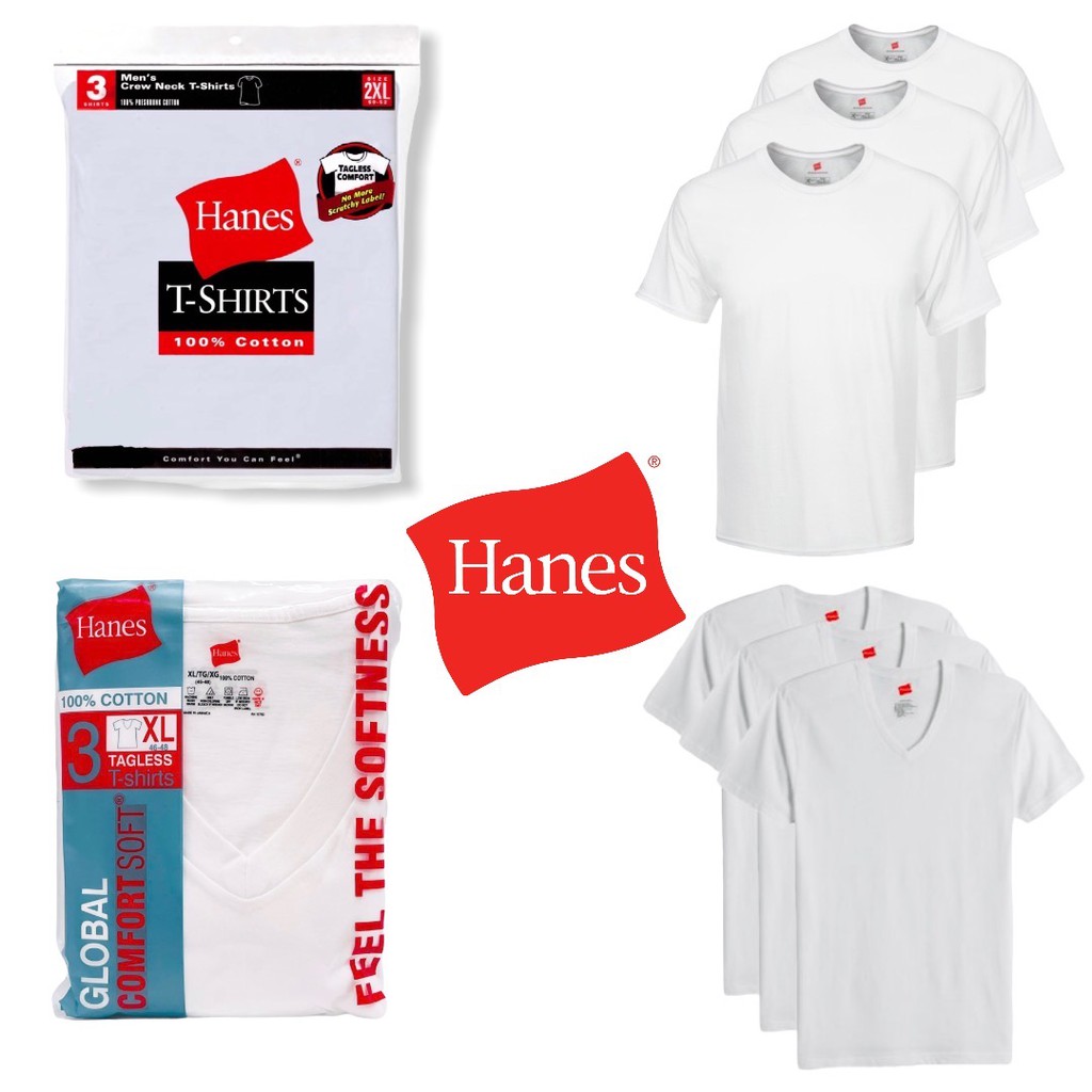 HANES White T-Shirt 3pcs (original 