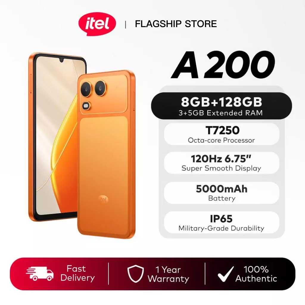 itel A200 8GB RAM (3+5GB Extended RAM) 128GB ROM Octa-Core Processor 120Hz 6.75"Display 5000mAh IP65