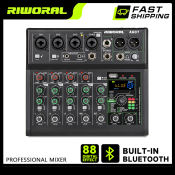 7-Channel Audio Mixer with Bluetooth, USB, and DSP Effects