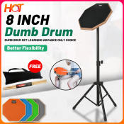 8" Rubber Dumb Drum Practice Pad with Iron Stand Holder