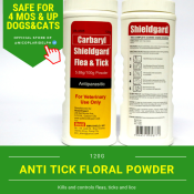 Shieldgard Tick and Flea Dog Powder with Floral Fragrance