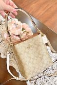 J2S Coach Mollie Bucket Bag - Light Khaki/Chalk Leather