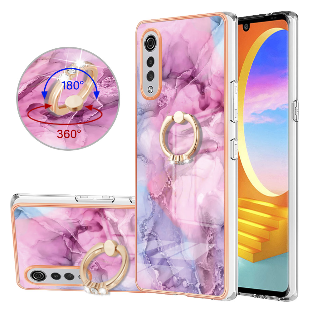 LG Velvet Case, WindCase Pattern Hybrid Hard Back Transparent TPU Bumper  Case Cover with Ring Holder for LG Velvet 4G 5G G9 Velvet
