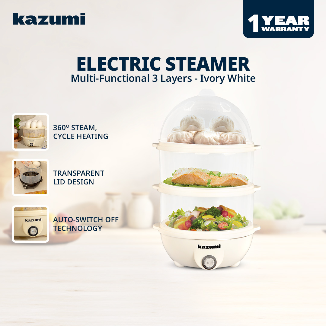 KAZUMI KZ-100 Multi-Functional Steamer - White and Black