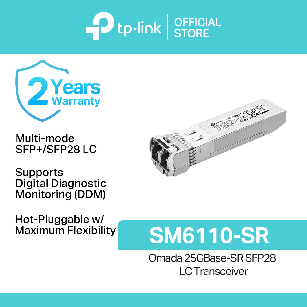 TP-Link Official / SM6110-SR / Omada 25GBase-SR SFP28 Hot-Pluggable SFP+/SFP28 LC Transceiver